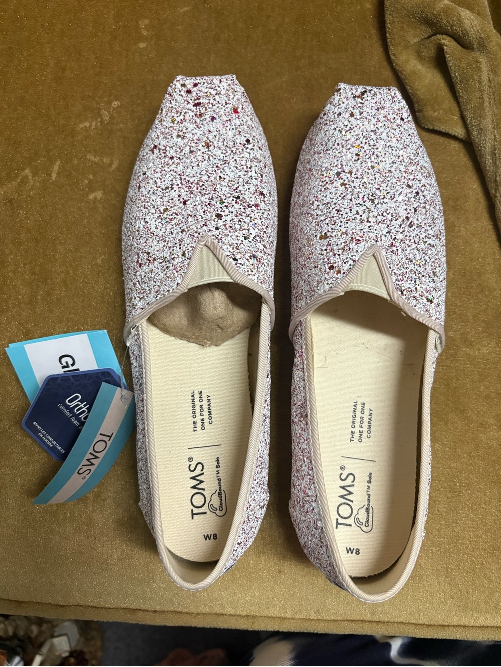 TOMS Women's Pink Speckled Glitter Slip-On Sneakers